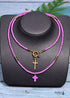 Boho Necklace, Seed Bead Layered Choker, Double Cross